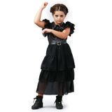 Fantasia Vandinha Familía Addams - Vestido Baile Infantil - Halloween P