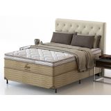 Cama Box Casal + Colchão Probel Texas Mola Ensacada D33 Branco/bege 138x188x70