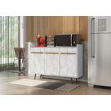 Aparador Buffet Quartzo 3 Portas Bechara Carrara/branco 135x35x97