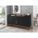 Buffet Aparador 4 Portas 1 Gaveta Future Bechara Preto/canela 81x136x36