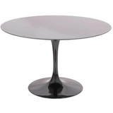 Mesa de Jantar Tulipa Saarinen Redonda 80 cm + Vidro 6 mm Laca Preta