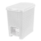 Lixeira 6 Litros Retangular Juta Branca Com Pedal Nitron