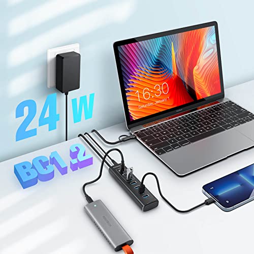 Alimentado Usb Hub, Rosonway 7-port Usb 3.2/usb C Hub Com 10