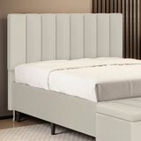 Cabeceira Nashira 160 Para Cama Queen A-017 Couro Bege Aradecor