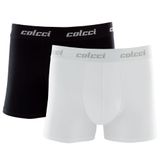 Kit Cueca Boxer Colcci 2 Peças Masculina Algodão Com Elástico Preto 01 Gg