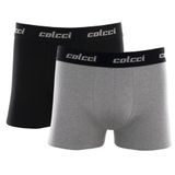 Kit Cueca Boxer Colcci 2 Peças Masculina Algodão Com Elástico Cinza Mescla Escuro P