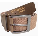 Cinto Masculino Elástico De Couro Fivela Fasolo Caqui 105