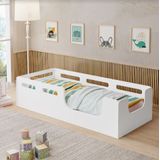 Cama C/ 2 Entradas Solteiro Montessori Infantil Branco Lika