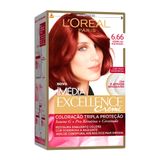 Tintura Creme Imédia Excellence L&#39;oréal Vermelho Acetinado 6.66 Kit