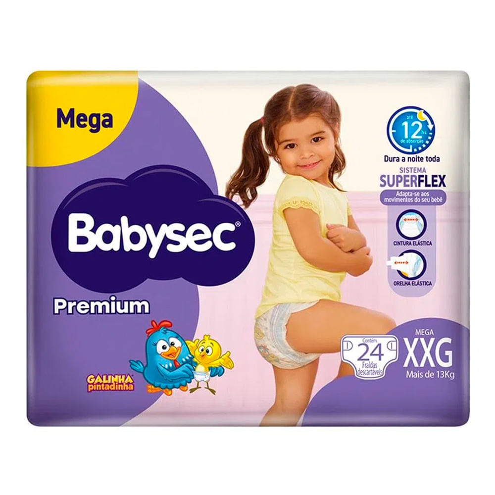 Fralda Babysec Premium Tamanho Xxg Com 24 Fraldas Descartáveis