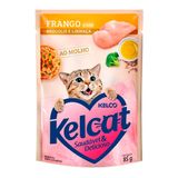 Ração Úmida Para Gatos Kelcat Sabor Frango Com Brócolis E Linhaça Em Sachê 85g