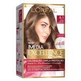 Tintura Creme Imédia Excellence L&#39;oréal Louro Escuro Acinzentado 6.1 Kit