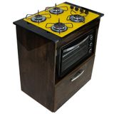 Kit Balcão Salvia Ipê Com Cooktop Amarelo 4 Bocas E Forno 48 Plus Chamalux