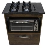 Kit Balcão Salvia Ipê Com Cooktop Preto 4 Bocas E Forno 48 Plus Chamalux