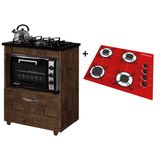 Kit Balcão Cooktop 1 Porta Br C/fogão Cooktop 4 Bocas