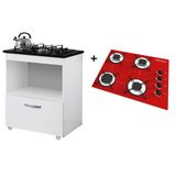 Kit Balcão Cooktop 1 Porta Br C/fogão Cooktop 4 Bocas