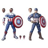 Marvel Legends Série Capitão América 2-pack Steve Rogers E Sam Wilson Mcu 6-inch Figures, 7 Acessórios