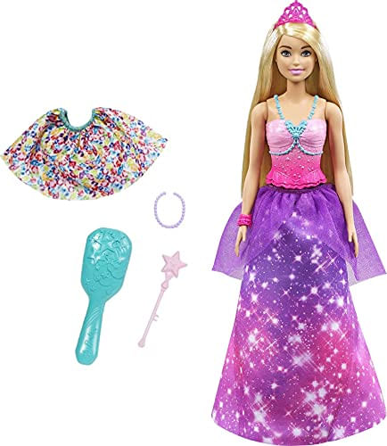 Barbie Dreamtopia 2-em-1 Princesa Para Sereia Boneca De Transformação De Moda (loira, 11,5-in) Com 3 Looks E Acessórios, Para 3 A 7 Anos De