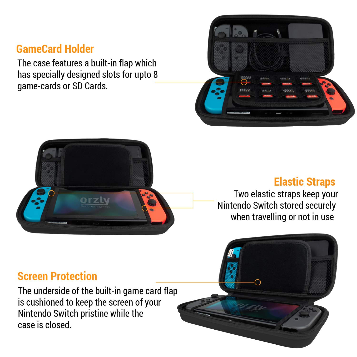 Orzly Carry Case Compativel Com Nintendo Switch Black Protective Hard Portable Travel Carry Case Shell Pouch Para Nintendo Switch Console Carrefour