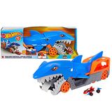 Hot Wheels Shark Chomp Transporter Playset Com Um Carro De Escala 164 Para Crianças De 4 A 8 Anos, Shark Bite Hauler Pega Carros Em Suas Ma