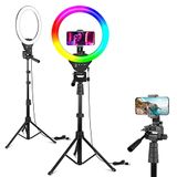 Eicaus 12 Rgb Ring Light Com Suporte De Tripé E Suporte De Telefone, Iluminação Led Selfie Com 62 Telefone E Suporte De Câmera, 15 Efeitos