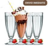 4 Taças Sobremesa De Vidro Para Milkshake Sorvete 340ml