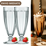 2 Taças Sobremesa De Vidro Para Milkshake Sorvete 340ml