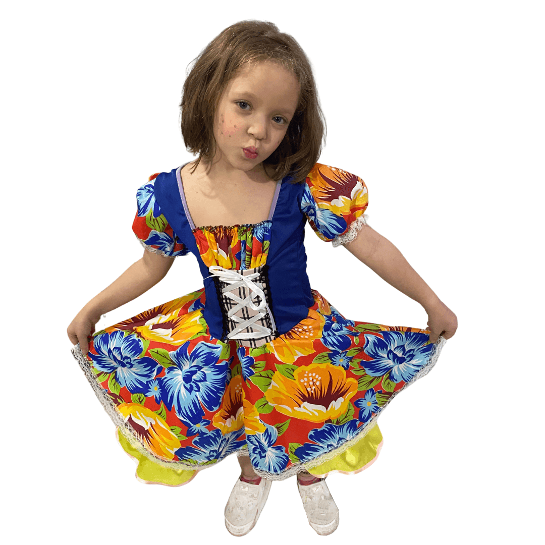 Vestido Festa Junina Caipirinha Infantil Rodado Com Fitas Caipira