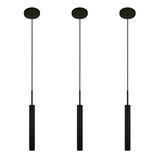 Kit 3 Pendentes Luminária Teto Tubo Sala Cama Preto 40cm