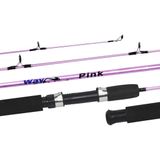 Vara Pesca Molinete Way Fishing Rosa 1201 1,20m Fibra Vidro 5-15 Lbs Inteiriça