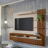 Painel Suspenso Home Ripado Ibarra 203cm Para Tv Até 65 Freijó/off White G77 - Gran Belo