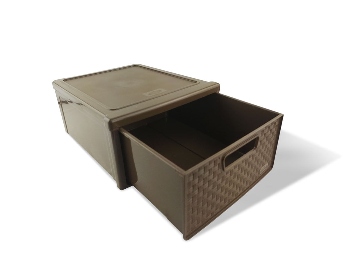 Gaveteiro Modular Empalhável Organizador Multiuso Rattan Plástico Resistente 1 Unidade