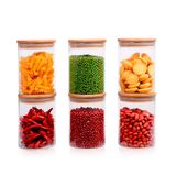 Kit De 6 Potes Herméticos Vidro Tampa Bambu 250ml