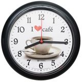 Relógio De Parede Eurora Preto Redondo Café 6586-34