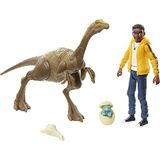 Jurassic World Human &amp; Dino Pack Darius &amp; Gallimimus Action Figures, 2 Acessórios, Camp Cretáceous Movable Joints, Authentic Sculpting, Gift