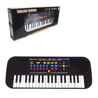 Piano teclado musical animal fazendinha azul rosa braskit