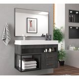 Gabinete Banheiro Com Cuba E Espelheira 80cm Multimóveis Vcr10071 Carbono