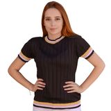 blusa manguinha curta de linho social feminina