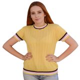 blusa manguinha curta de linho social feminina