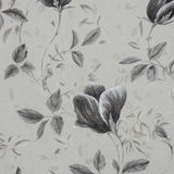 Papel de parede Floral Branco com Preto e Brilho