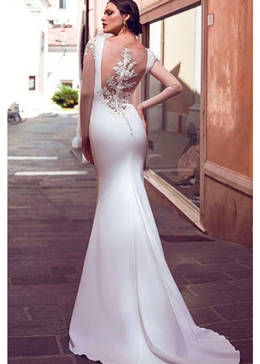 Vestido de Noiva Sereia Manga Longa Todo Bordado, Roupa de Casamento  Feminina Cinderela Noivas Usado 73046914