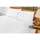 Jogo De Lençol Imperial Cama Casal King 4 Peças Branco