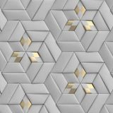 Papel De Parede 3D Cinza E Dourado Geometrico Autocolante