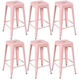 KIT - 6 x banquetas altas Iron Tolix - Industrial - Vintage - Rosa antigo