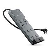 Belkin Power Strip Surge Protector Com 8 Tomadas, 6 Pés Longos Plano Plug Pesado Fio De Extensão De Serviço + Proteção De Sobrecarga Pa