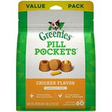 Greenies Pill Pockets Cápsula Tamanho Natural Cão Trata Sabor De Frango, 15,8 Oz. Pacote De Valor (60 Guloseimas)