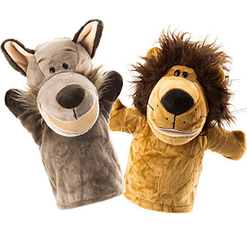 Animal Hand Puppets Set Of 2 By Betterline - Premium Quality, 9,5 Polegadas Soft Plush Hand Puppets For Kids- Perfect For Storytelling, Teac