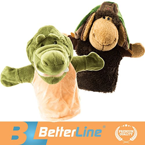 Animal Hand Puppets Set Of 2 By Betterline - Premium Quality, 9,5 Polegadas Soft Plush Hand Puppets For Kids- Perfeito Para Contar História