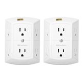 Cabo Importa 2-pack 3 Sided 6 Outlet Splitter Aterrado Torneira De Parede Do Extensor De Tomada