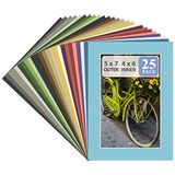 Golden State Art, Acid Free Pack De 25 Mix 5x7 Photo Mats Mattes Mattes Mattes Com Corte De Biel Branco Core Para 4x6 Imagens Em Premier